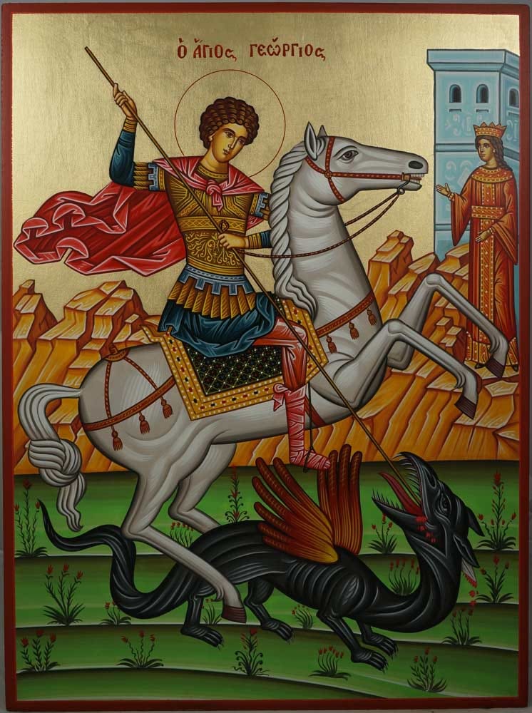 St George Slaying the Dragon (Large) Orthodox Icon - BlessedMart