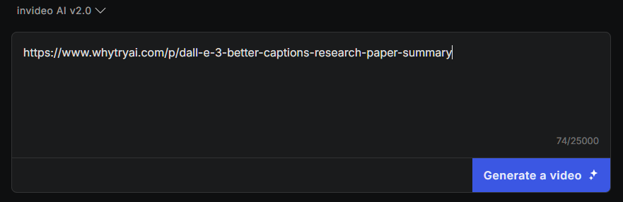 Invideo AI URL-to-video option