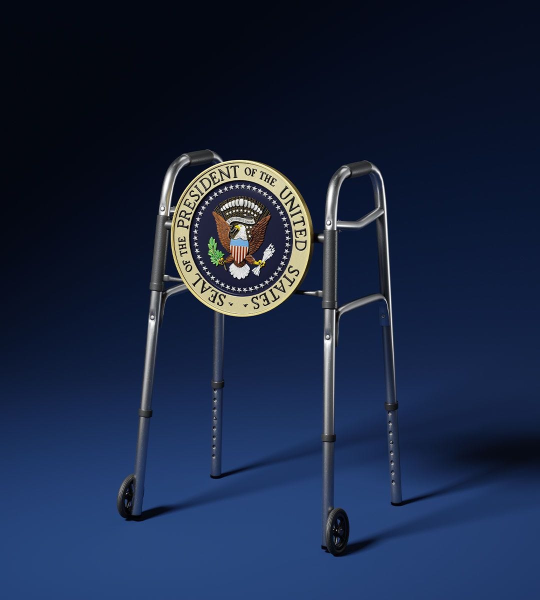 A walker with the US President's seal attached to the front