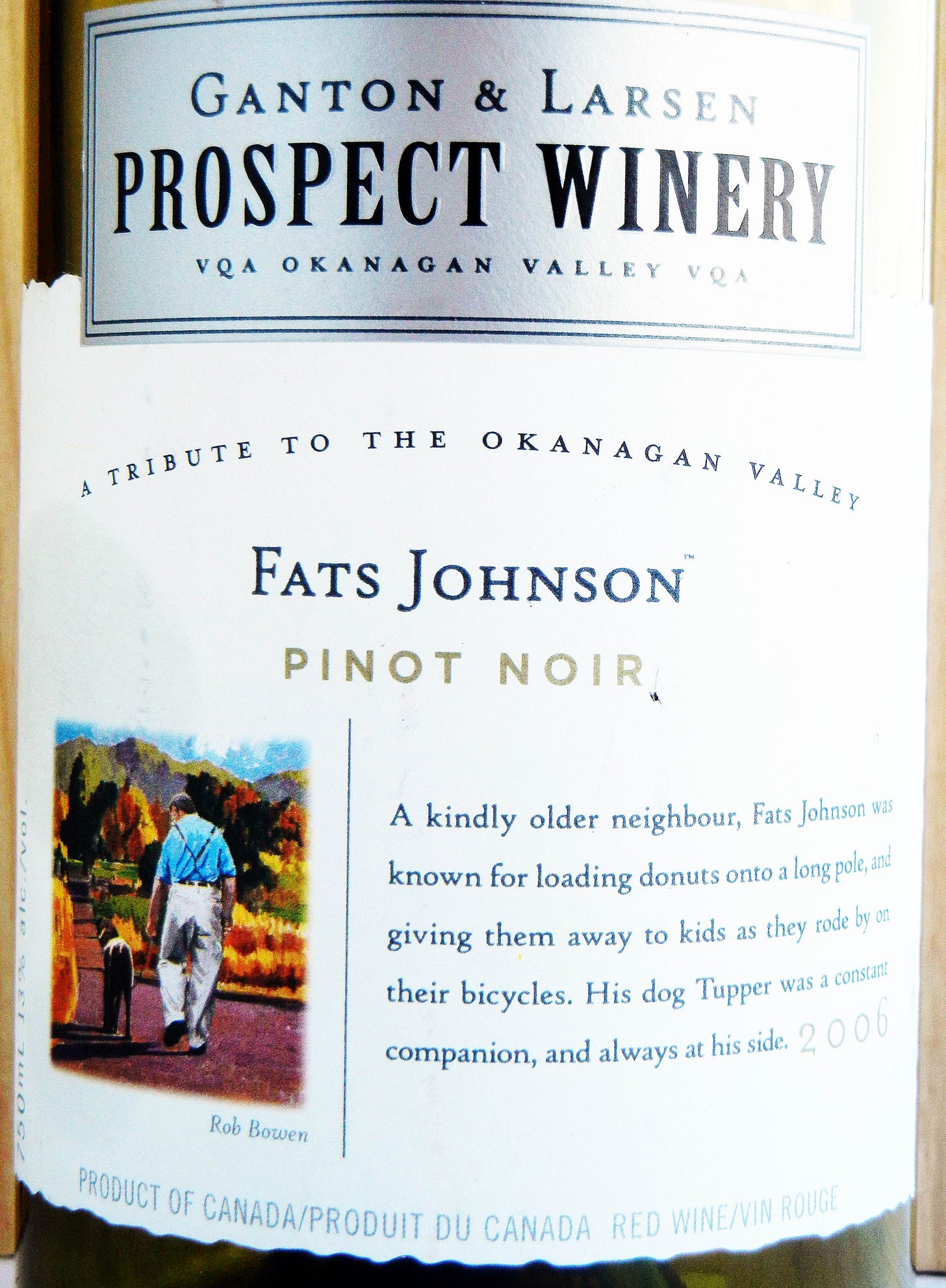 Prospect Winery Fats Johnson Pinot Noir 2006 Label - BC Pinot Noir Tasting Review 12