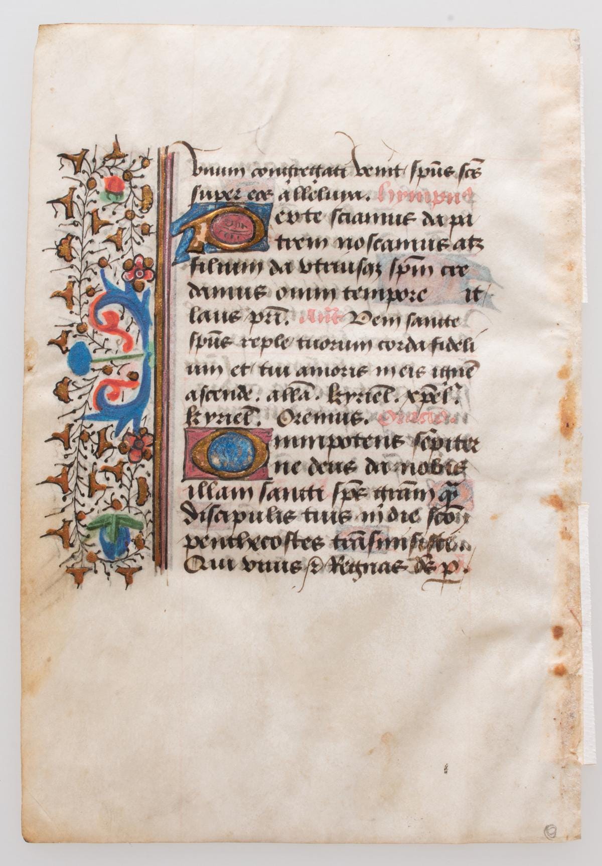  Manuscript leaf, from a 15th century Book of Hours, France. Tempera and gold leaf on parchment. The Metropolitan Museum, New York City. (Public Domain)