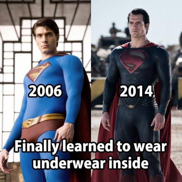 Superman finally learned the proper way to wear his underwear. - RealFunny