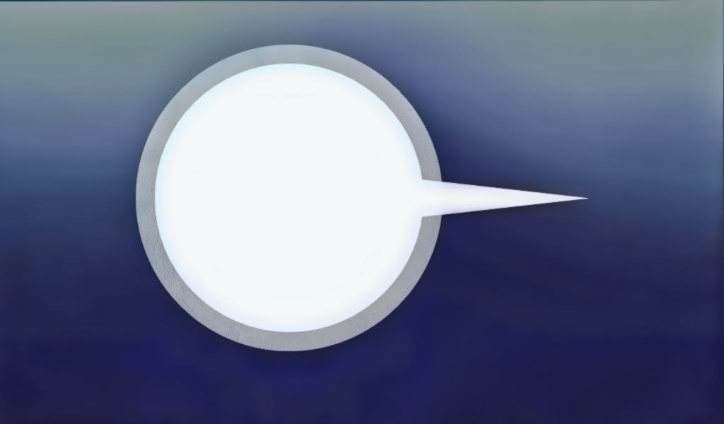 My crappy rendering of a "UFO" I saw as a child that resembled a large white ball with a tiny tail on the back end.