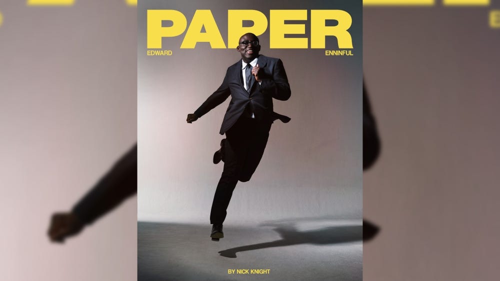 British Vogue editor Edward Enninful poses on the cover of youth mag Paper.