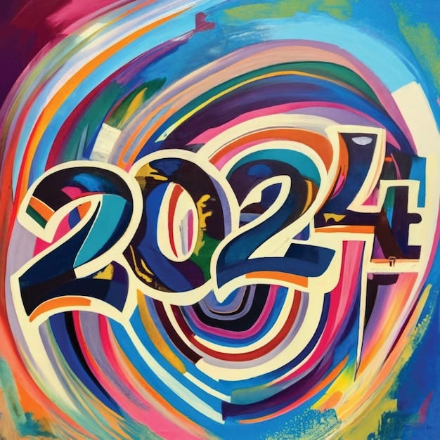 Premium Vector | New year 2024 graffiti style