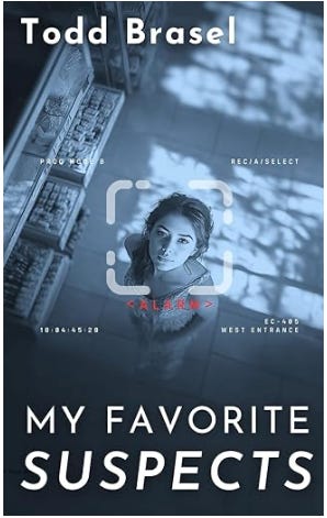 A book cover showing a woman looking into the lens of a surveillance camera