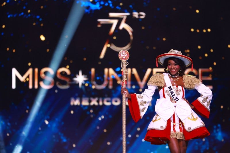 MEXICO CITY, MEXICO - NOVEMBER 14: Miss Malta Beatrice Njoya participates in the The 73rd Miss Universe Competition - Preliminary Competition at Arena Ciudad de Mexico on November 14, 2024 in Mexico City, Mexico. (Photo by Hector Vivas/Getty Images)