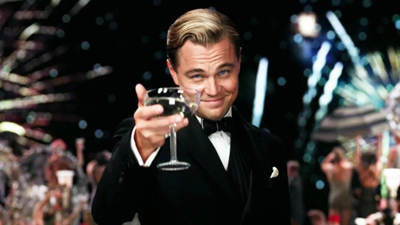 Leonardo DiCaprio in an image from the Baz Luhrmann movie The Great Gatsby