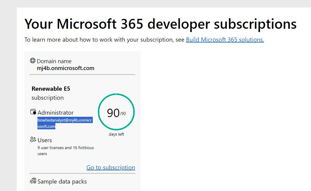 microsoft 365 developer admin email