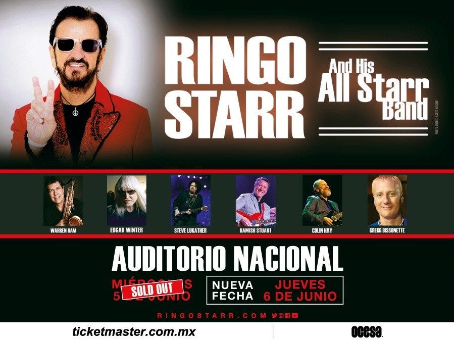 Debido a la gran demanda de boletos para su primera fecha, Ringo Starr  confirma un segundo