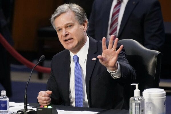 FBI chief warns violent 'domestic terrorism' growing in US | AP News