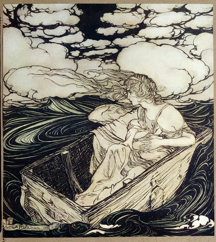 Danae and her son Perseus, 1903  by Arthur Rackham