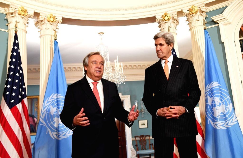 U.S.-WASHINGTON D.C.-ANTONIO GUTERRES-JOHN KERRY-MEETING