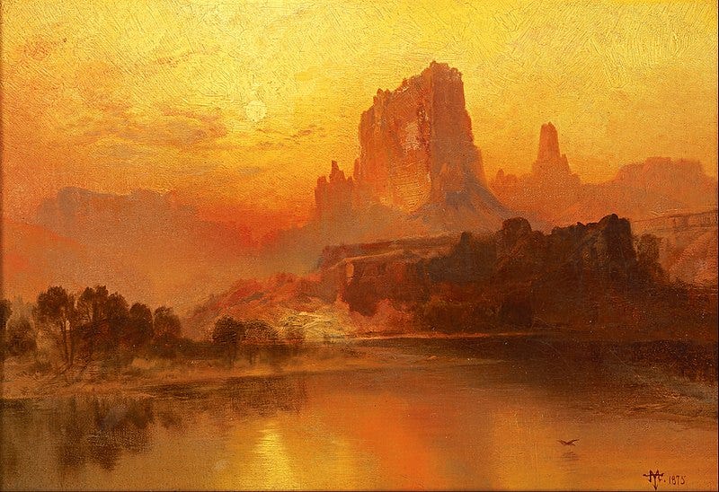 golden hour art: Thomas Moran, The Golden Hour, 1875, Blanton Museum of Art, Austin, TX, USA.
