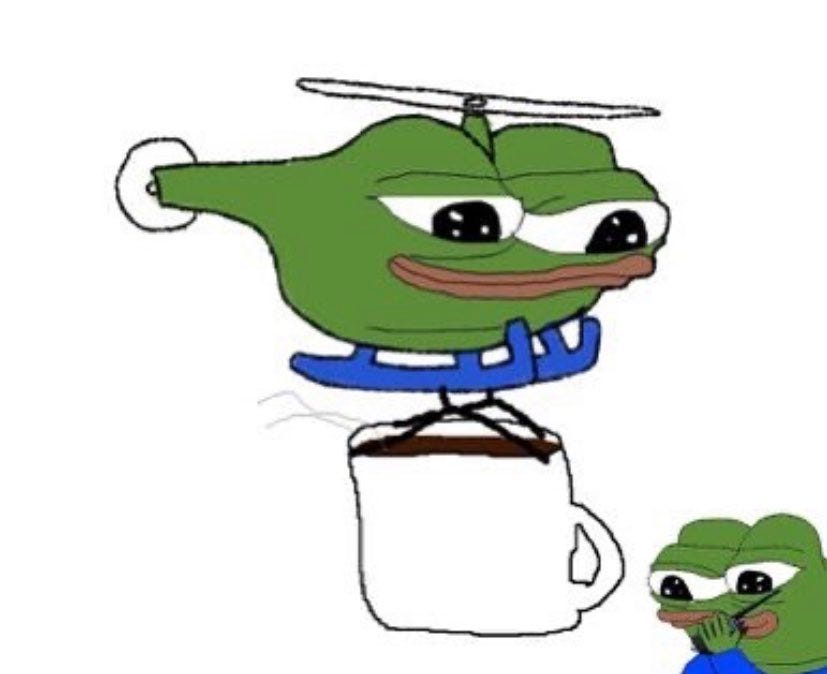 reactions on Twitter: "pepe frog helicopter air lifting a giant cup of  coffee https://t.co/C9SHwEr0jJ" / Twitter