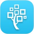The Get Involved app badge showing the FamilySearch logo in blue.