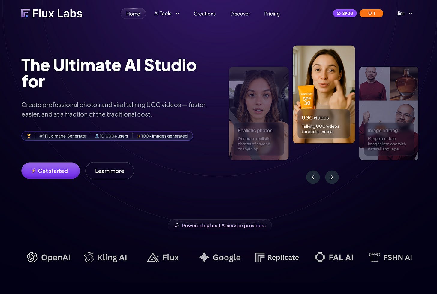 Flux Labs AI homepage