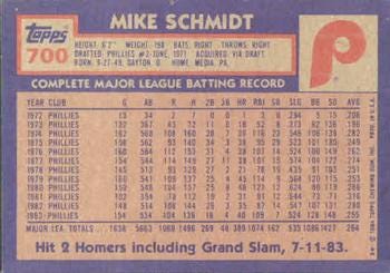 1984 Topps Mike Schmidt (back)