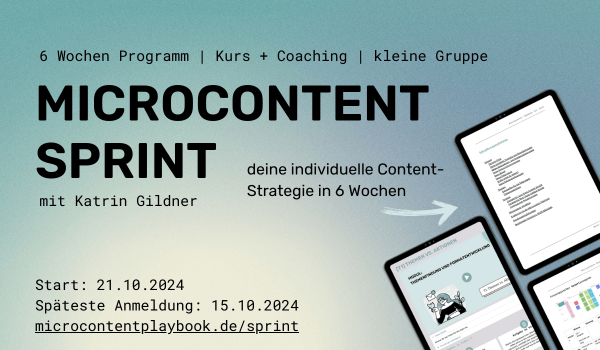 Microcontent Sprint mit Katrin Gildner