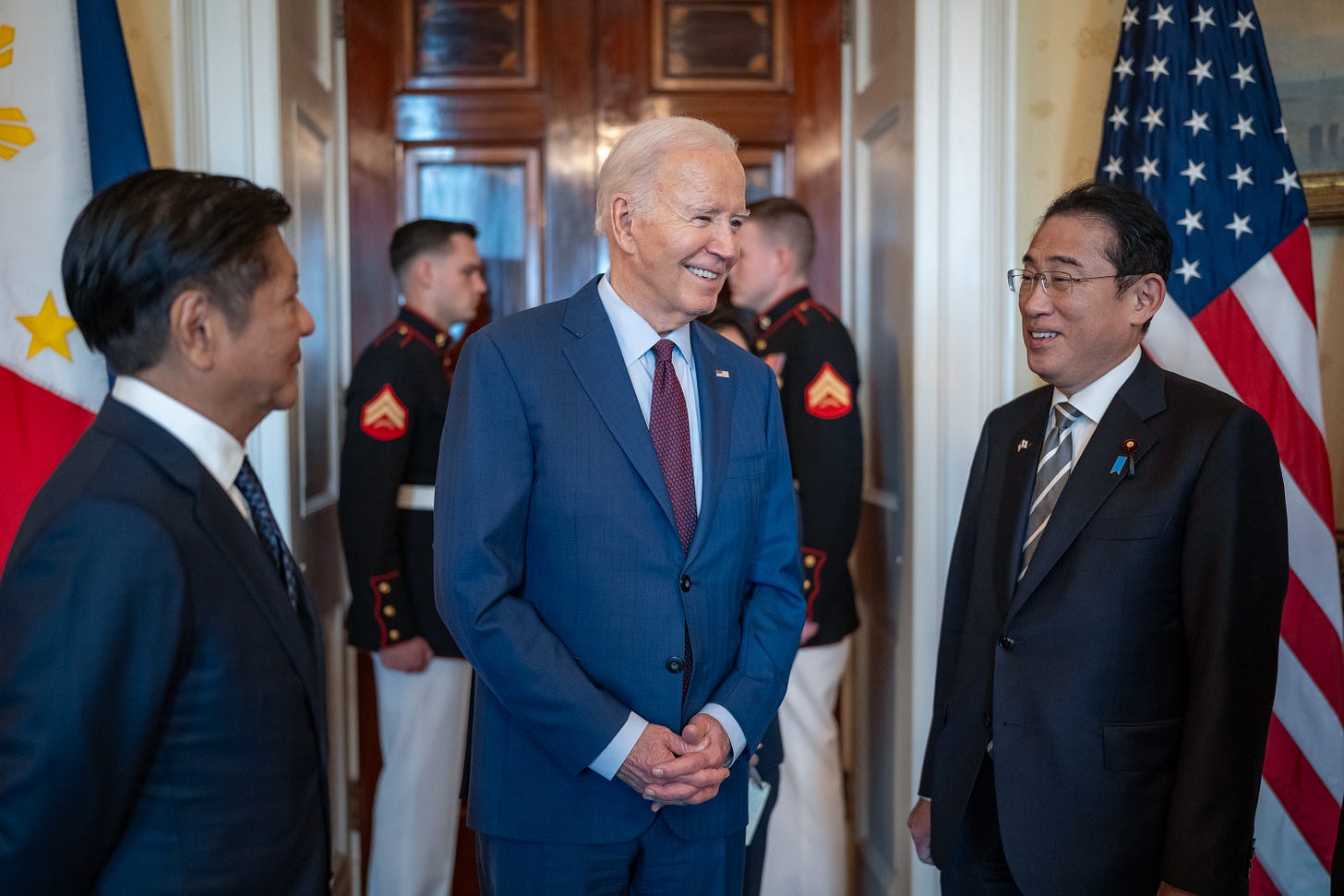 President Biden stands with President Marcos and Prime Minister Kishida.