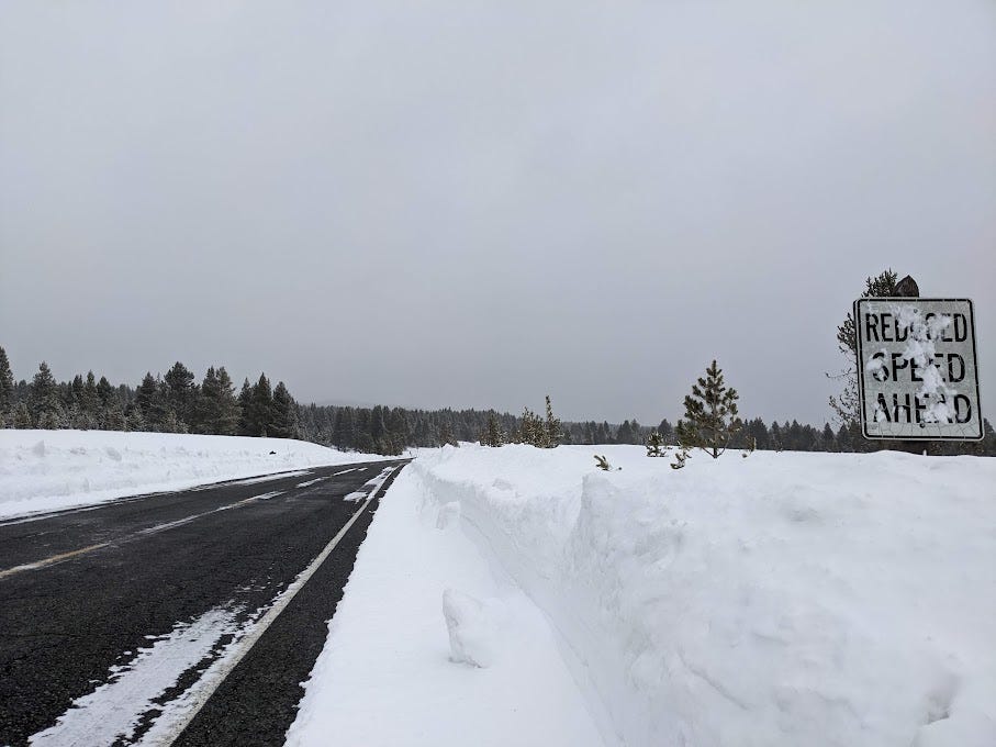 newly plowed road in Yellowstone