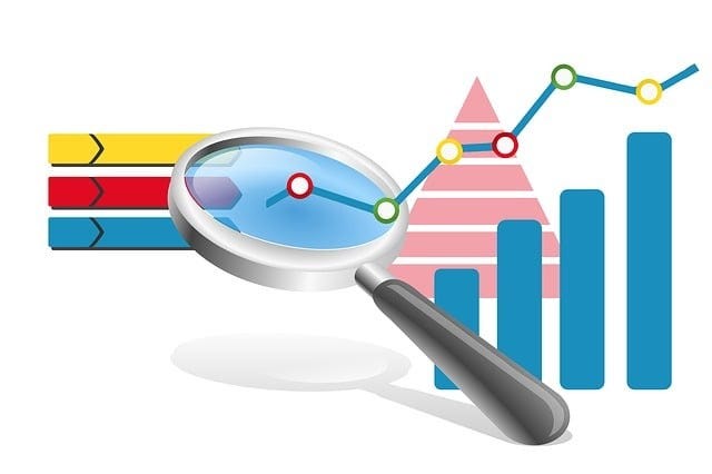 Magnifying glass over multiple charts