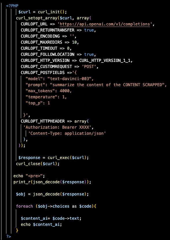 php chatgpt summarize