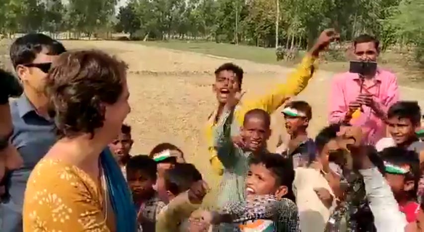 Priyanka Vadra’s aides push kids to call PM Modi a ‘pimp’, while she laughs!