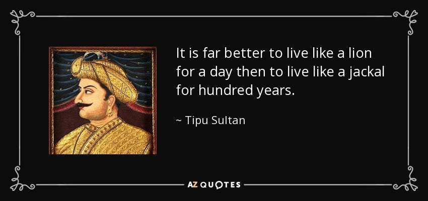 QUOTES BY TIPU SULTAN | A-Z Quotes