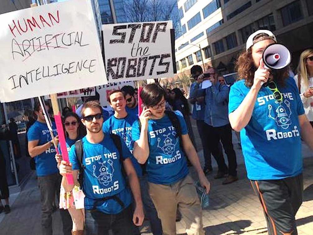 Protestors Held an Anti-Robot Rally at SXSW