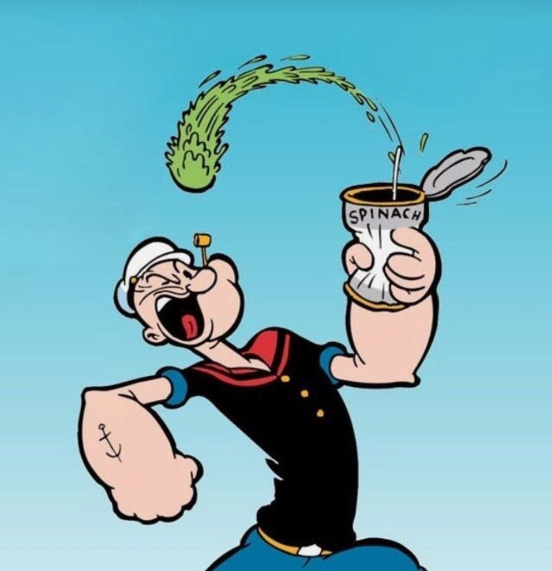 Popeye's Secret. The Muscle Builder Itself: Spinach! | by Saleena Sharp -  Homemaker Blog | Wake. Write. Win. | Medium