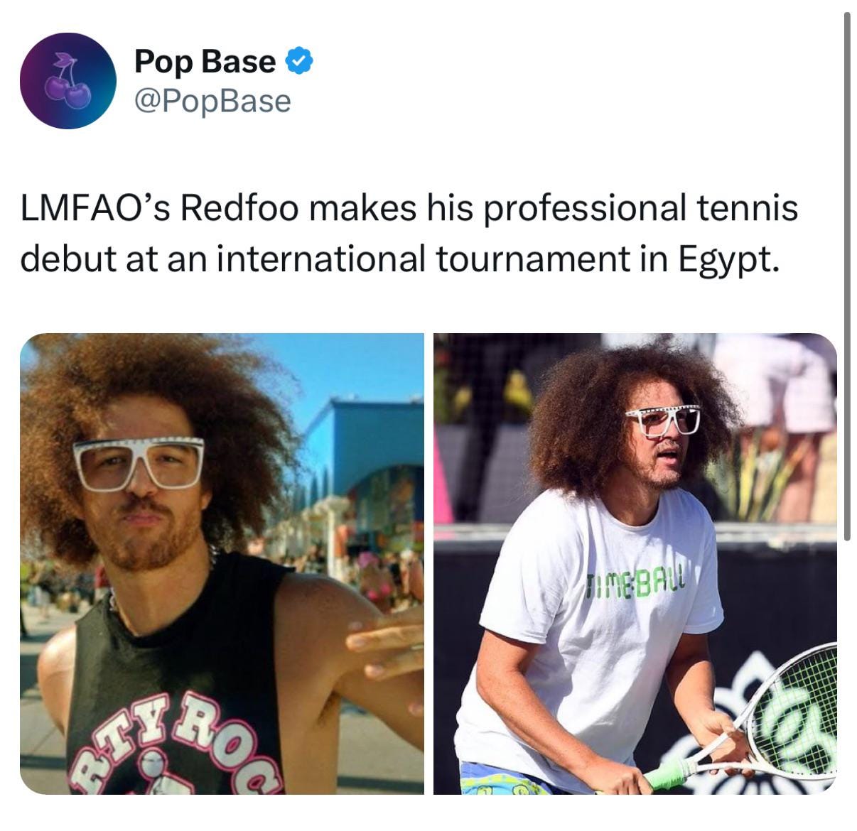 LMFAO's Redfoo makes his professional tennis debut at an international  tournament in Egypt : r/Fauxmoi