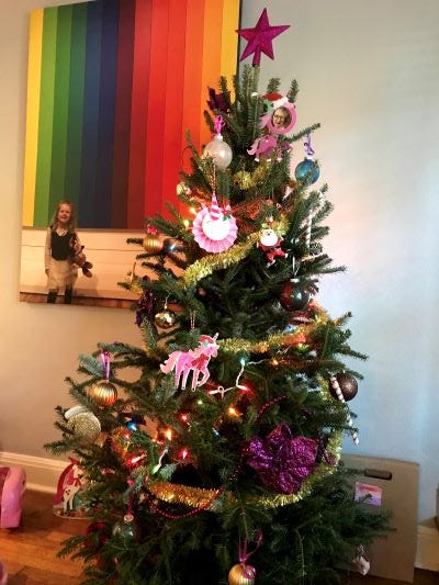 Unicorn-themed Christmas tree