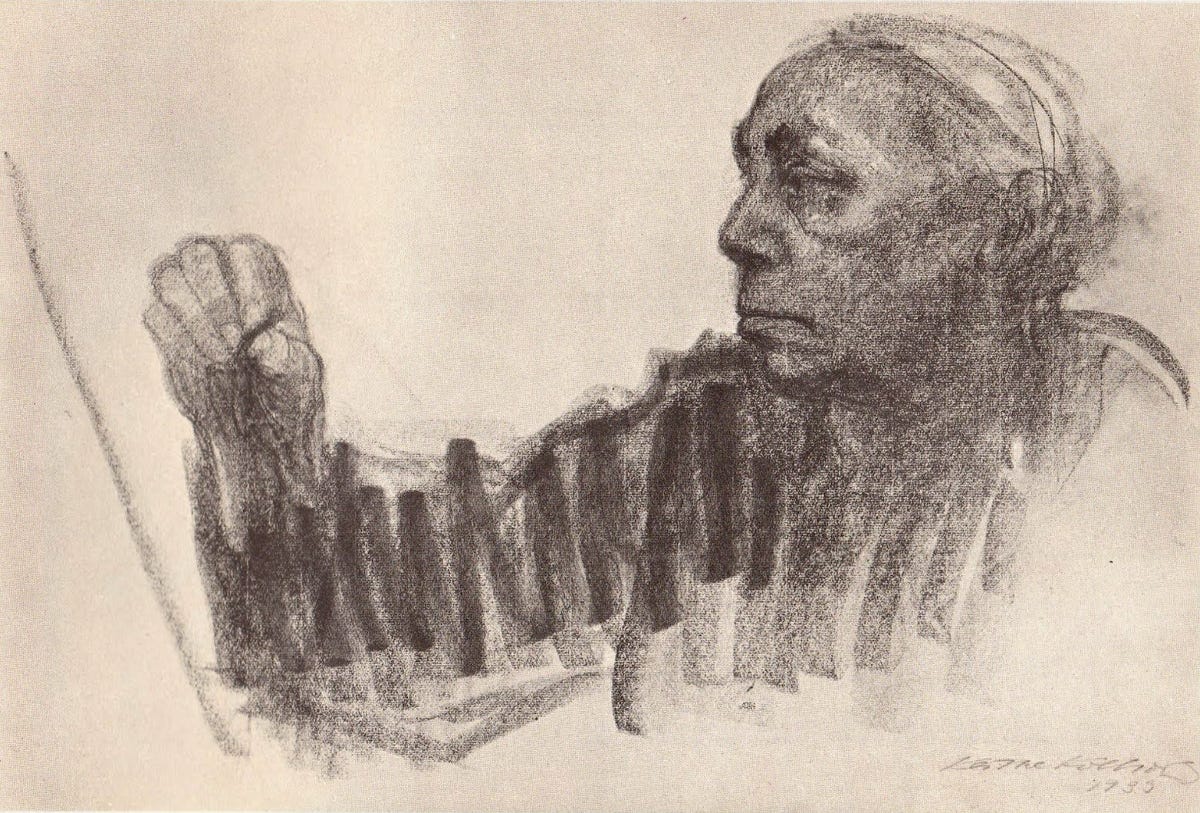 Kathe Kollwitz Self Portrait Drawing