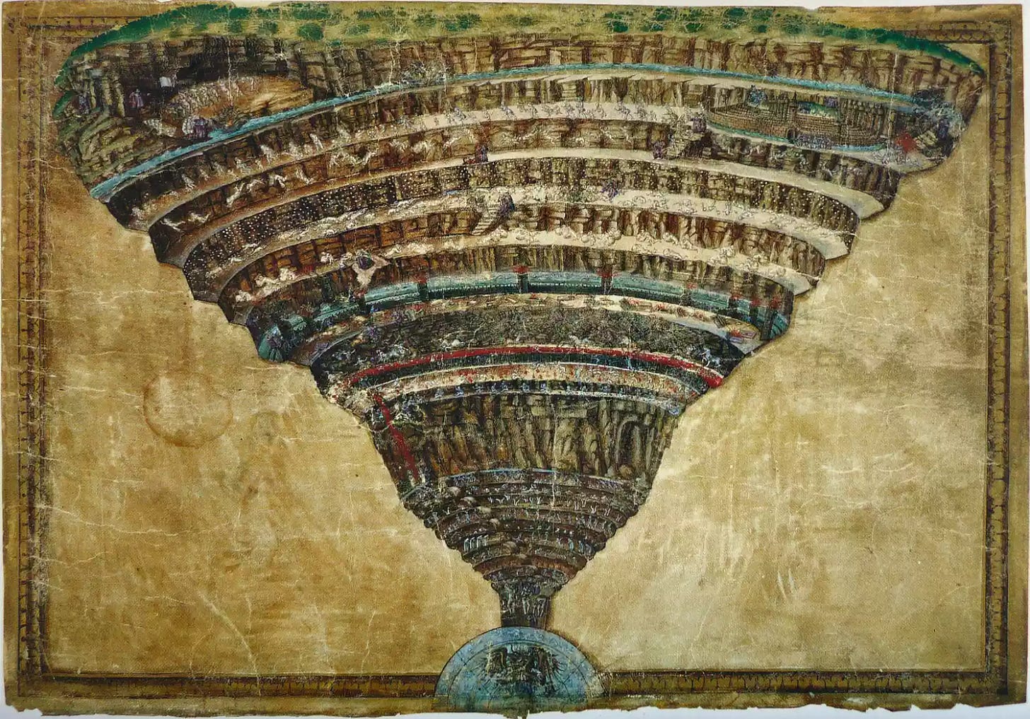 Illustration to the Divine Comedy by Dante Alighieri (Abyss of Hell), 1480-1490