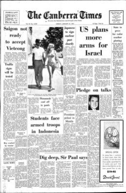 The Canberra Times 27 January 1970 front page