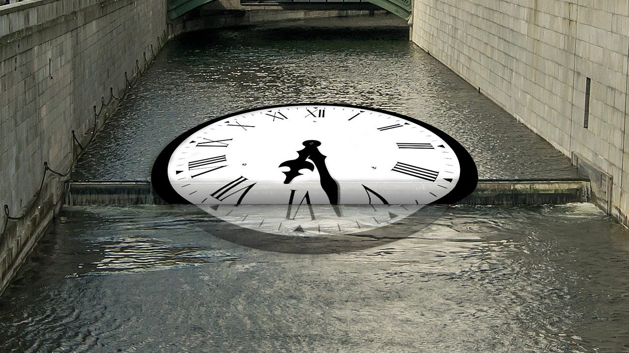 Clock floating in the water
