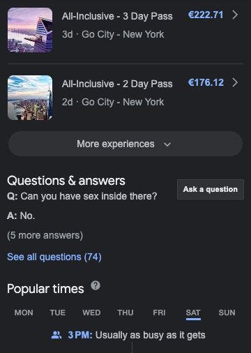 L'aperçu Google du musée du sexe à New York L'aperçu Google du musée du sexe à New York