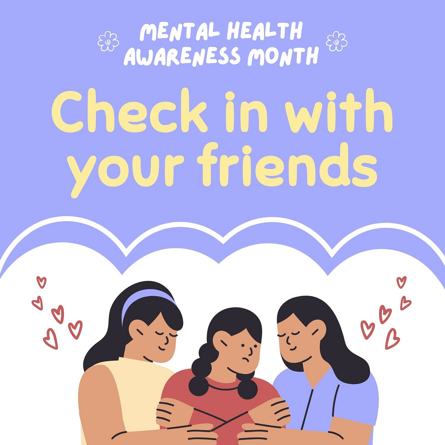 Purple and White Illustrative Mental Health Support Instagram Post