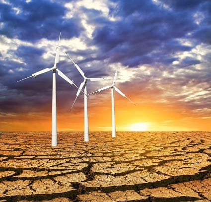 Three Wind Turbines In A Dry Land Stock Photo - Download Image Now - Accidents and Disasters ...