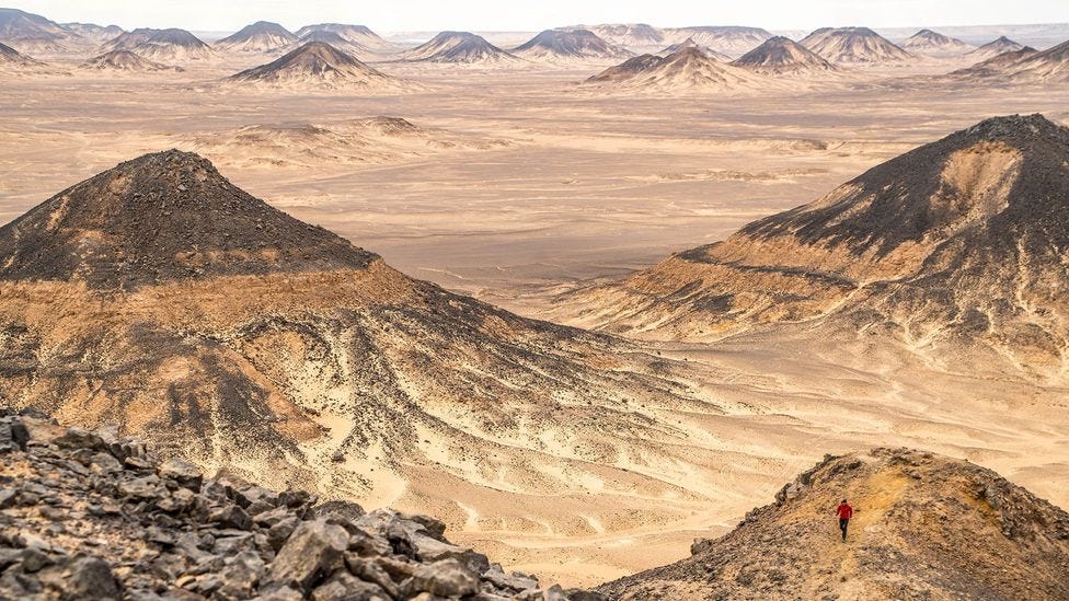The Sahara's Black Desert, one of the strangest desertic landscapes in the world