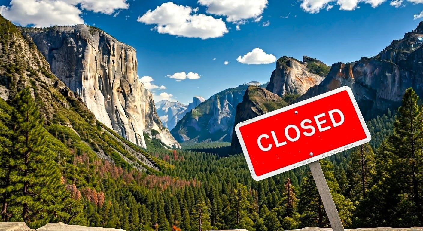 An artistic impression of a closed national park in the USA, Yosemite National Park