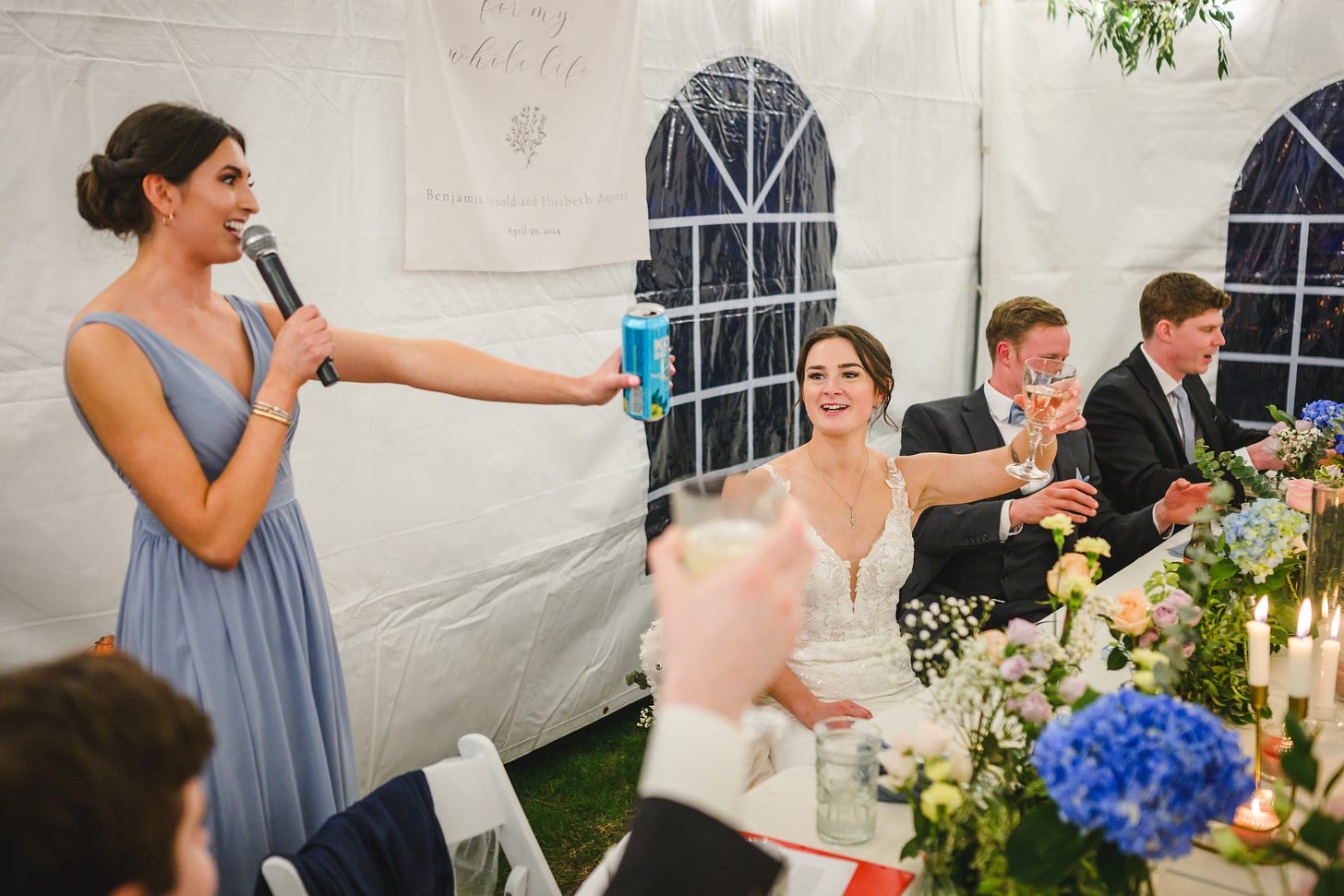 A maid of honor giving a toast