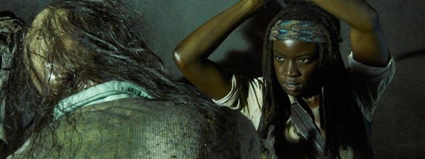 michonne killing walkers walking dead distance recap 2015