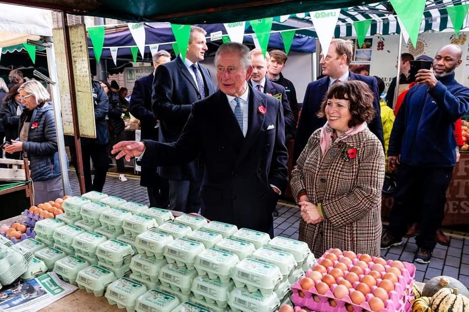 King Charles, Prince of Wales, Swiss Cottage farmers market visit