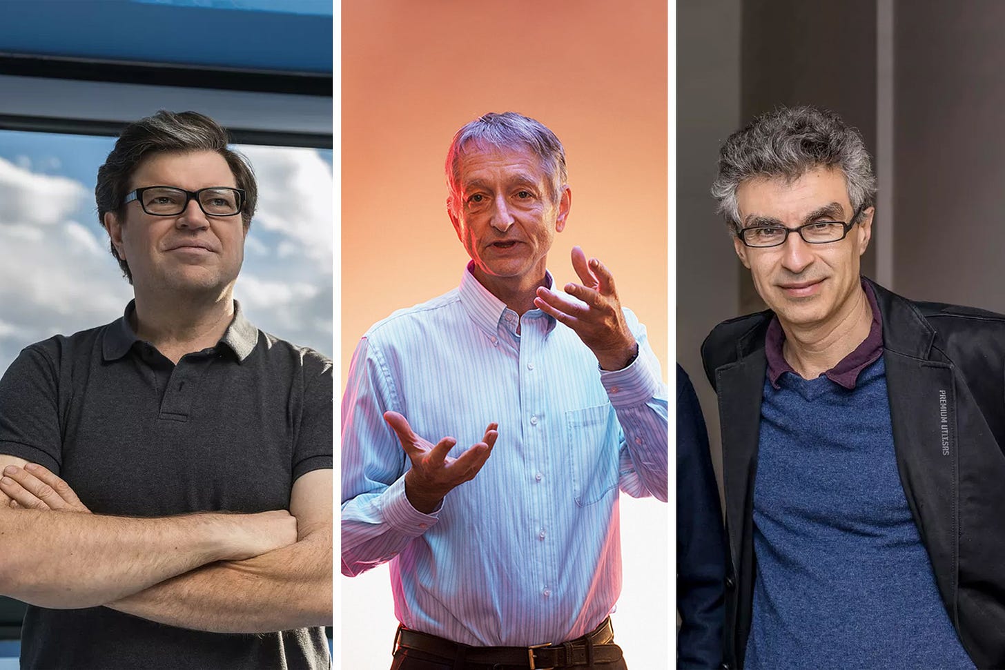 From left to right: Yann LeCun | Photo: Facebook; Geoffrey Hinton | Photo: Google; Yoshua Bengio | Photo: Botler AI