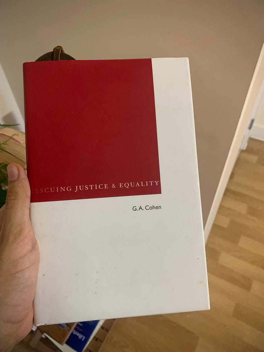 Charlie Richards on Twitter: "After having an existential about (possibly)  being a left-libertarian, I'm moving on this week to the book-length  riposte to Rawlsian left-liberalism given to us by G. A. Cohen: '