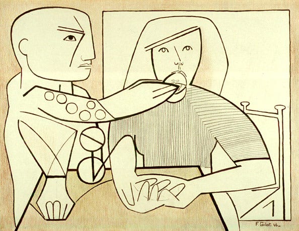 Adam Forcing Eve to Eat the Apple II, 1946 - Françoise Gilot - WikiArt.org