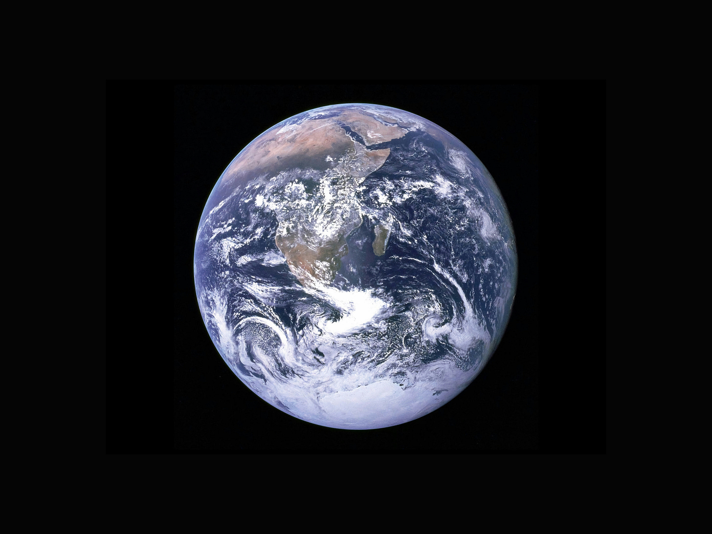 A photo of Earth from space. 