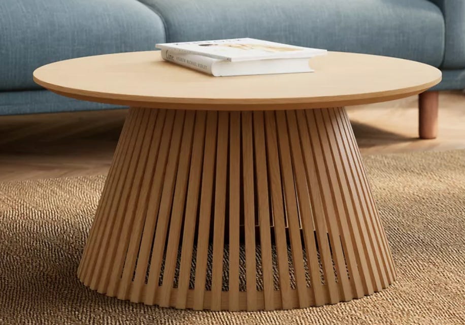 contemporary oak coffee table with slated base